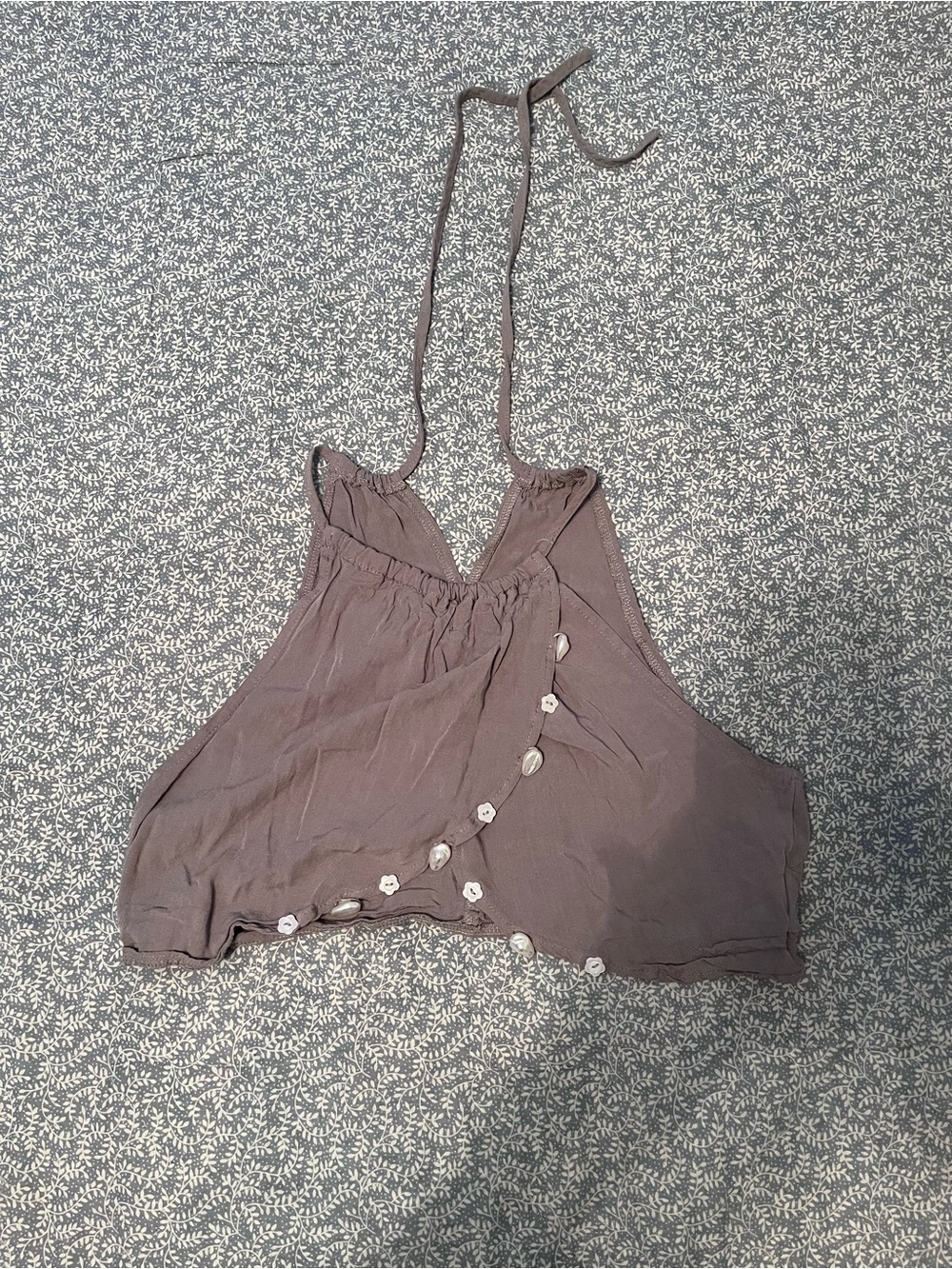 SHEIN Mauve Halter Crop Camisole with Button Trim